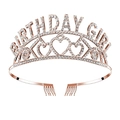 Tiara Birthday Girl oro rosa con strass scintillanti e pettini per capelli - Taglia unica / Corona Singola Strass Bianco Oro Rosa