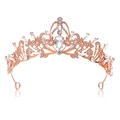 Tiara da sposa barocca in oro rosa con intricati motivi a vite e cristalli trasparenti - Oro rosa