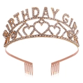 Serre-tête Birthday Girl en or rose avec strass brillants et détails en forme de cœur - Taille unique / Couronne Individuelle Strass Blanc Or KC