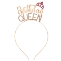 Diadema Birthday Queen en oro rosa con diamantes para fiesta de cumpleaños de niñas - Corona Dorada / Dorado