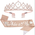 Rose gold crystal tiara and Bride to Be sash set for bachelorette party decoration - Rose Gold Set 4