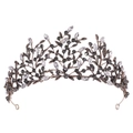 Baroque bridal crown in vintage bronze finish with black and white crystals - Antique (Black & White Rhinestone)