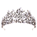 Baroque bridal crown with purple crystals and black rhinestones in vintage style - Antique Gold (Black & Purple Rhinestone)