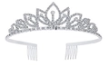 Elegante tiara in argento con strass scintillanti e pettini laterali per una tenuta sicura - Argento