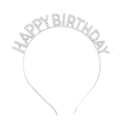 Silbernes Happy Birthday Haarreifen mit Strass für Mädchen Party auf weißem Hintergrund - Einzelnes Silber Stirnband