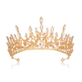 Lussuosa corona da sposa dorata con cristalli scintillanti per matrimoni e sfilate - Base Dorata Strass Bianco (Stile 1)