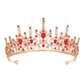 Corona da sposa dorata con strass rossi e accenti di cristallo su fondo bianco - Oro-Strass Rosso