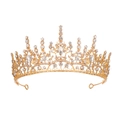 Lussuosa corona da sposa dorata con cristalli scintillanti per matrimoni e acconciature - Oro-Strass Bianco