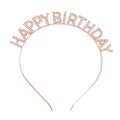 Serre-tête HAPPY BIRTHDAY en or rose avec strass brillants pour fête d'anniversaire - Bandeau Or Rose Unique