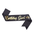 Dettaglio fascia nera Birthday King in raso con corona e scritte dorate eleganti - Birthday Girl-Nero con Lettere d'Oro