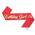 Écharpe Birthday Girl rouge pailletée avec lettrage doré pour fête d'anniversaire - Écharpe rouge avec texte or (4)