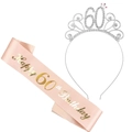 Pink 60th Birthday sash and silver rhinestone crown tiara set for women's party - 60th Birthday Tiara And Sash