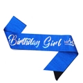 Fascia Birthday Girl blu glitterata con scritte laser argento e corona - Birthday Girl-Blu Scuro