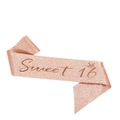 Écharpe d'anniversaire Sweet 16 or rose pailletée avec icône couronne élégante - Écharpe Or Rose 16 Ans
