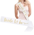 Banda Bride to be de satén blanco con letras doradas para despedida de soltera - Banda Plateada