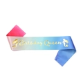 Pink and blue gradient birthday queen sash with mermaid patterns and golden lettering - Mermaid Gradient Queen Sash