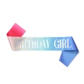 Gradient Birthday Girl sash with holographic silver lettering for party decoration - Holographic Letter Girl