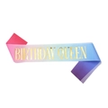 Colorful gradient Birthday Queen sash with gold foil lettering for girl party decoration - Gradient Sash Gold Foil QUEEN