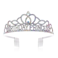Ασημένια τιάρα Birthday Princess με χρωματιστά στρας για πάρτι γενεθλίων - Στυλ Πριγκίπισσα (BIRTHDAY PRINCESS) / Πριγκίπισσα Ασημί - Στρας AB