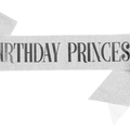 Sparkling silver glitter Birthday Princess party sash with bold black lettering - 160*9.5cm / Silver