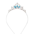 Set serre-tête couronne Birthday Girl avec tiare argentée et strass bleus sur fond blanc - Strass / Bleu Verre Irisé (Réf G231)