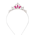 Détail du diadème d'anniversaire argenté avec pierres marquises roses et strass brillants - Strass / Rose Rouge Verre Irisé (Réf G231)