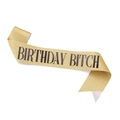 Dettaglio della fascia glitterata oro con scritta Birthday Bitch per decorazioni feste - Taglia unica / Oro Glitter