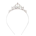 Détail du diadème argenté orné de strass irisés AB sur un fond blanc épuré - Strass / Serre-tête Tout Irisé (Réf G231)