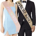 Set di fasce glitterate Prom Queen e King per balli scolastici e premiazioni - Regina Glitter Oro Rosa E Re Oro