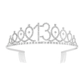 Silver rhinestone 13th birthday tiara with hair combs for party hair accessories - 13 Years Old Silver