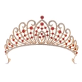 Goldene Hochzeitskrone mit roten Strasssteinen und königlichem Vintage-Palast-Stil - Gold Weiß und Rot