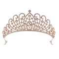Elegante rotgoldene Krone mit weißen Strasssteinen und AB-Kristall Akzenten für Haarstyling - Gold Weiß und AB