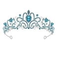 Couronne de mariée argentée avec strass bleus et cristal en forme de larme - Argent Bleu
