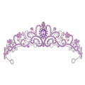 Couronne de mariée argentée sertie de strass violets et d'une grande pierre en goutte - Violet Clair