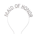 Silver rhinestone headband featuring Maid of Honor lettering for wedding parties - Maid Of Honor (Silver White Rhinestone)