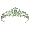 Diadème argenté élégant aux motifs vintage avec des strass verts en forme de poire - Vert Clair