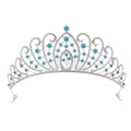 Exquisite silver tiara with sparkling white rhinestones and large aqua blue crystals - Silver White and Lake Blue
