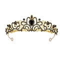 Couronne de mariée dorée vintage ornée de strass noirs et d'une pierre précieuse en goutte - Base Or - Diamant Noir