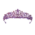 Couronne de mariée élégante avec strass violets et pierre centrale en alliage - Violet Strass Violet