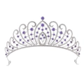 Silver alloy crown tiara with sparkling white rhinestones and purple round gemstones - Silver White and Purple