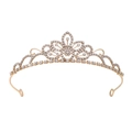 Diadème doré pour enfant avec cristaux brillants et motifs de feuilles classiques - Or KC avec strass blancs