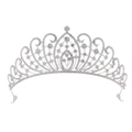 Silver alloy bridal tiara featuring intricate floral vine patterns with clear rhinestones - Silver