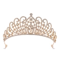 Luxurious gold alloy crown with sparkling crystals for weddings and evening parties - Gold White Diamond