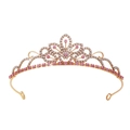 Serre-tête couronne à cœur de strass roses en finition dorée pour fêtes d'enfants - KC Or Blanc + Rose