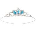Corona di compleanno argento con pietre marquise blu e strass colorati brillanti e vivaci - Strass / Base Argento Blu Iridescente (Art G231)