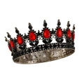 Gothic style bridal crown with large red teardrop crystals and black rhinestones - Black Red Stone