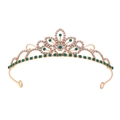 Golden crown headpiece with sparkling crystals and elegant green gemstones for girls - KC Gold White + Dark Green