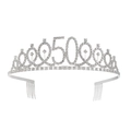 Corona d'argento per il 50° compleanno con strass luccicanti per festa di compleanno donna - Set Fascia e Tiara / 50 Anni Argento