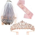 Coffret Bride to Be avec couronne en strass or rose, écharpe en satin rose et voile blanc - Version Or Rose 2 / Or rose