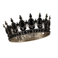 Gothic vintage silver crown with black crystal water drop gemstones for wedding and party - Full Black